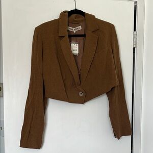 Free People Brown Cropped Blazer